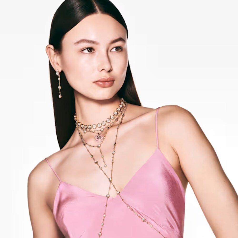 SWAROVSKI Imber necklace Round cut, Scattered design, White, Gold-tone plated - Picture 6 of 11